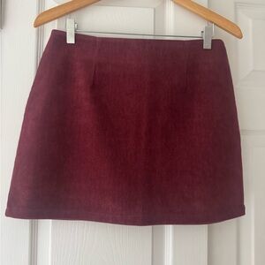 Elegant Burgundy Wine Corduroy Skort